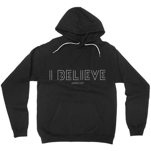 I BELIEVE Black Pullover Hoodie (Unisex)