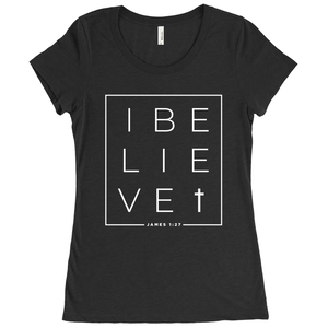 I BELIEVE Block Womens T-Shirts