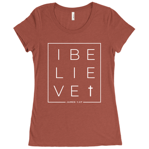 I BELIEVE Block Womens T-Shirts